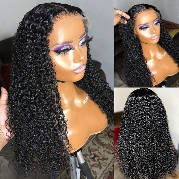 Afro Curly Free Parting Undetectable Invisible 13x4 Lace Frontal Wig uolova hair