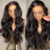 Body Wave 13×4 Lace Wig-180% Density Natural Black Human Hair |Glueless Wigs uolova hair