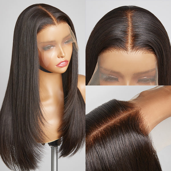 Trendy Layered Cut Pre-plucked Glueless 4x4 Closure Lace Wig 100% Human Hair